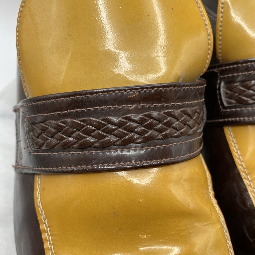 Father and Son Loafers Men's 19.5D Patent Leather Brown / Yellow Dress Shoes - Picture 8 of 16